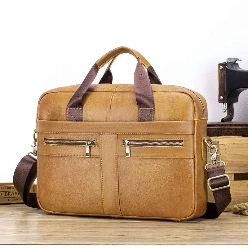 nouvelle sacoche rétro en cuir véritable pour homme, sacoche pour ordinateur portable en cuir de vachette de première qualité, sac bandoulière grande capacité pour homme, sac d'affaires