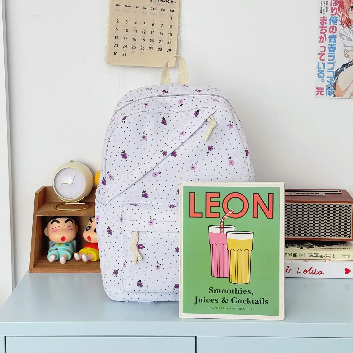 sac à dos pour filles à pois floraux, sac léger multi-compartiments polyvalent, sac à dos pour étudiants pour le campus, les voyages en plein air