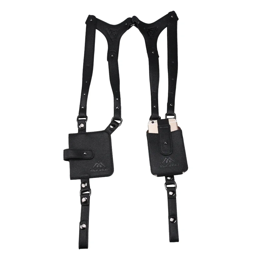double sac à bandoulière en cuir pu, antivol, sangle cachée sous les bras, portefeuille, étui pour téléphone, pochette de loisirs pour gilet de sport, voyage en plein air