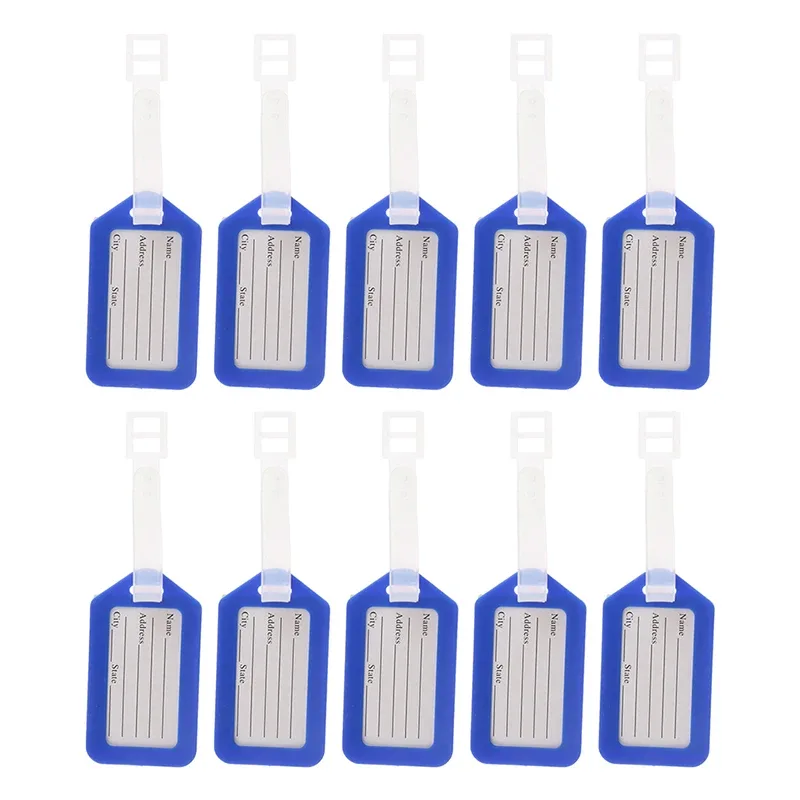 étiquettes de bagage en plastique pour hommes et femmes, étiquette de bagage, porte-nom, adresse d'identification de valise, accessoire de voyage, expédition d'embarquement, 10 pièces