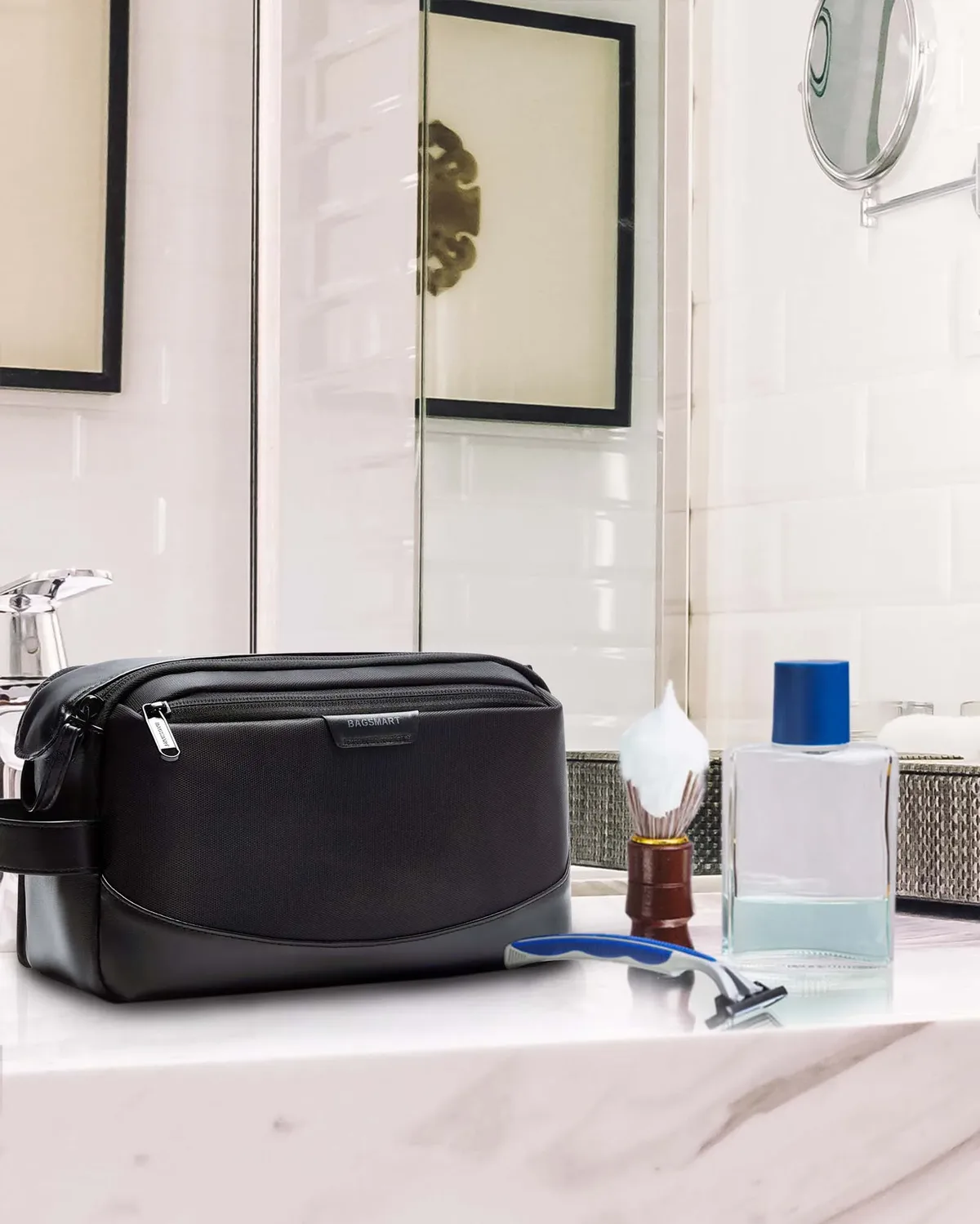 bagsmart trousse de toilette pour hommes, grand organisateur de trousse de toilette, trousse de maquillage, trousse de cosmétiques imperméable, trousse de voyage pour hommes.