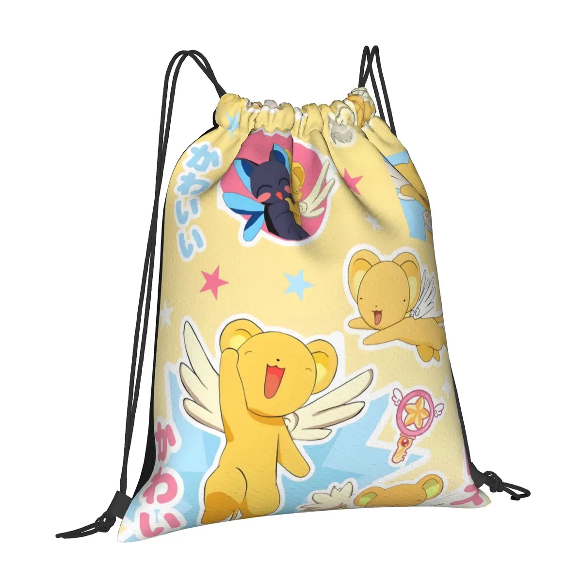 1 autocollant Kero Cardcaptor Sakura, sacs à cordon portables pour le shopping, sacs à dos de rangement