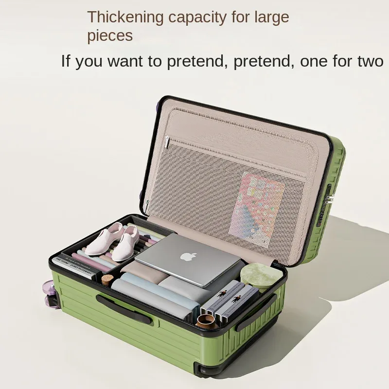 valise de voyage à tige de traction large, cinq roues, porte-bagages de 28 pouces, grande capacité, ouverture avant, pochette d'ordinateur, valise de cabine de 20 pouces