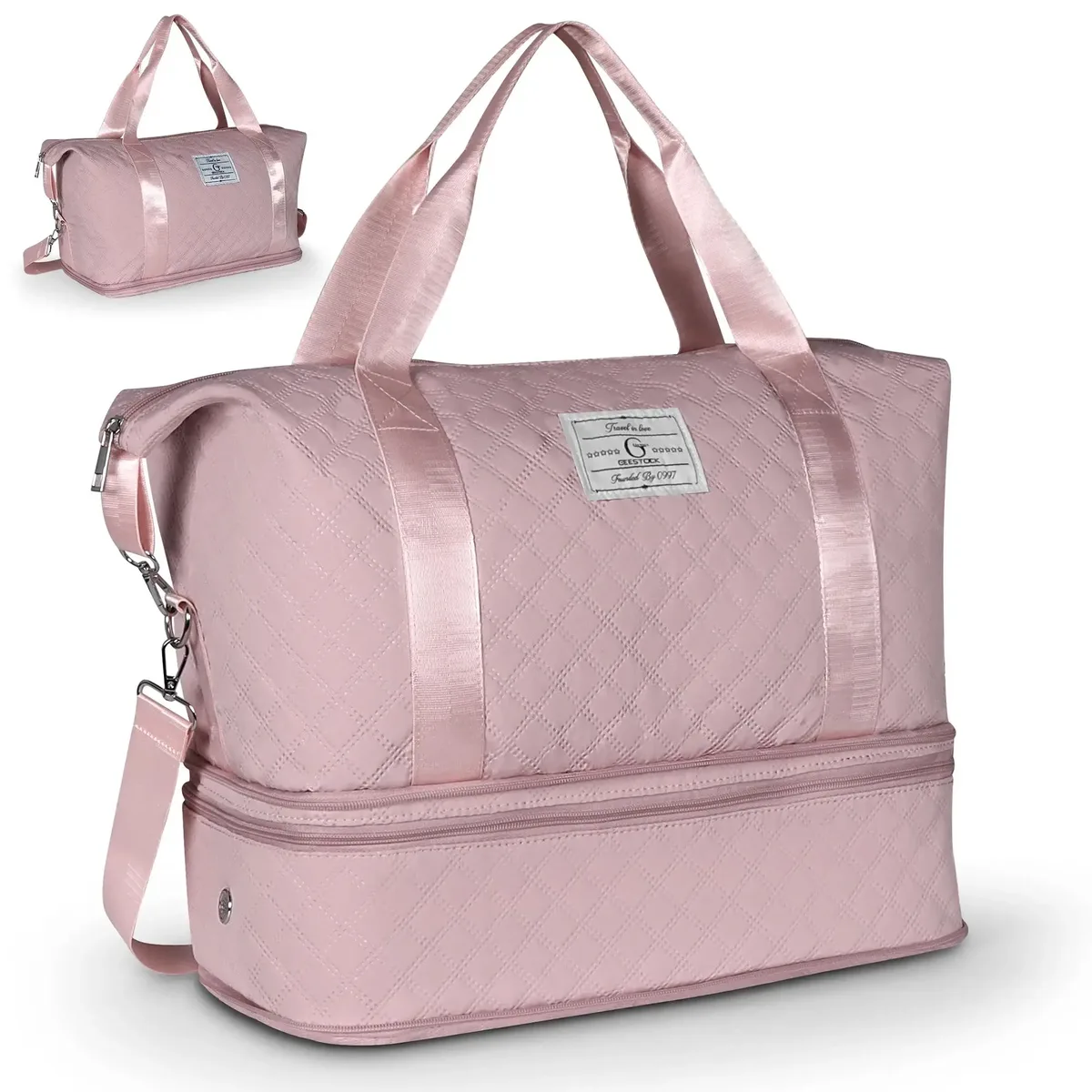 grand sac de voyage matelassé avec compartiment inférieur séparé et bandoulière réglable pour le week-end et la salle de sport
