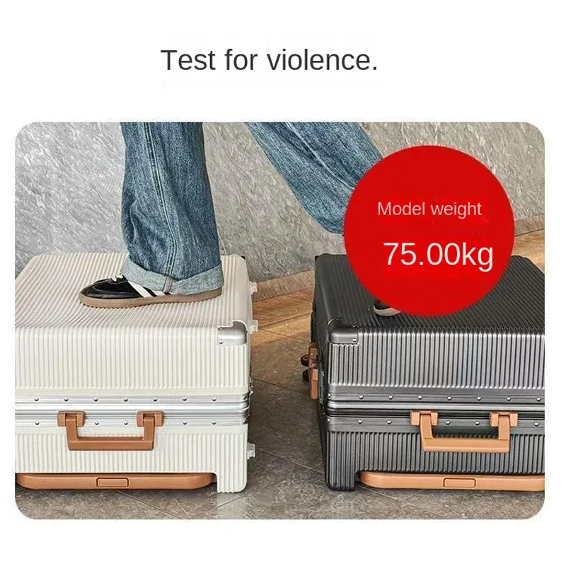 nouvelle valise trolley large grande capacité 20/24/26 pouces avec cadre en aluminium abs+pc, bagage cabine à roulettes