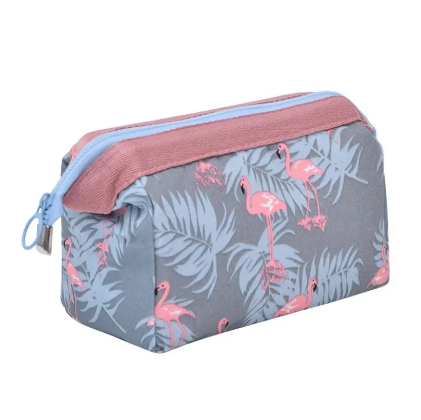 Trousse de toilette et de maquillage pour femme et fille, motif flamant rose, sac de rangement pour produits de beauté et articles de toilette, étui de voyage et de bain