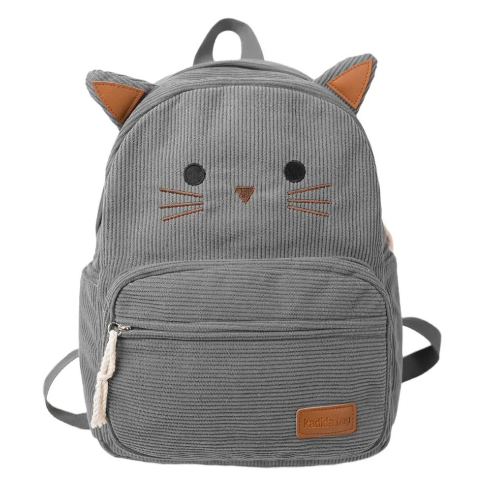 sac à dos chat de dessin animé mignon et léger en velours côtelé imprimé multicolore, idéal pour étudiants, cadeau parfait