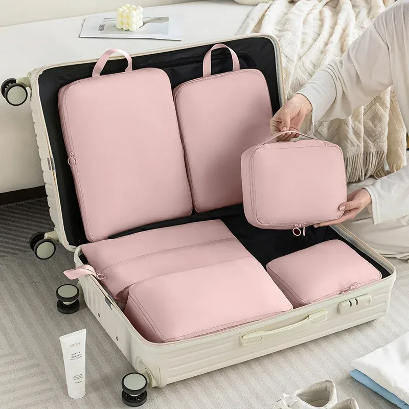 cube voyage compression nylon fermure éclair organisation vêtements polyvalent femmes sac deplacement economie place