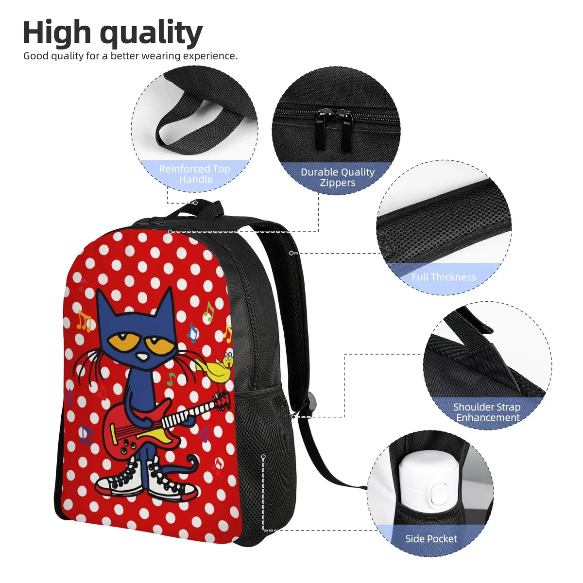 sac à dos classique petes cartoon cats, cadeau idéal pour le lycée, les affaires, sac à dos mignon pour hommes et femmes, sacs en toile pour l'université.