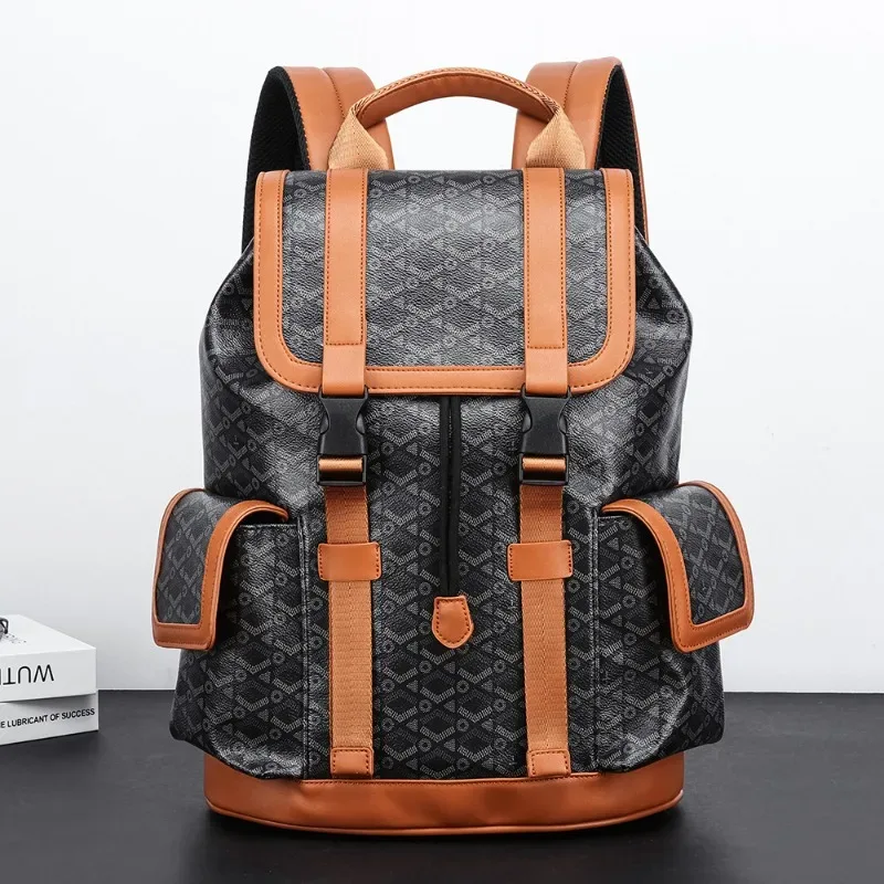 sac à dos à carreaux de luxe pour hommes, poches à rabat, sacs de voyage de grande capacité, sac à dos pour ordinateur portable de 15 pouces, cartable masculin