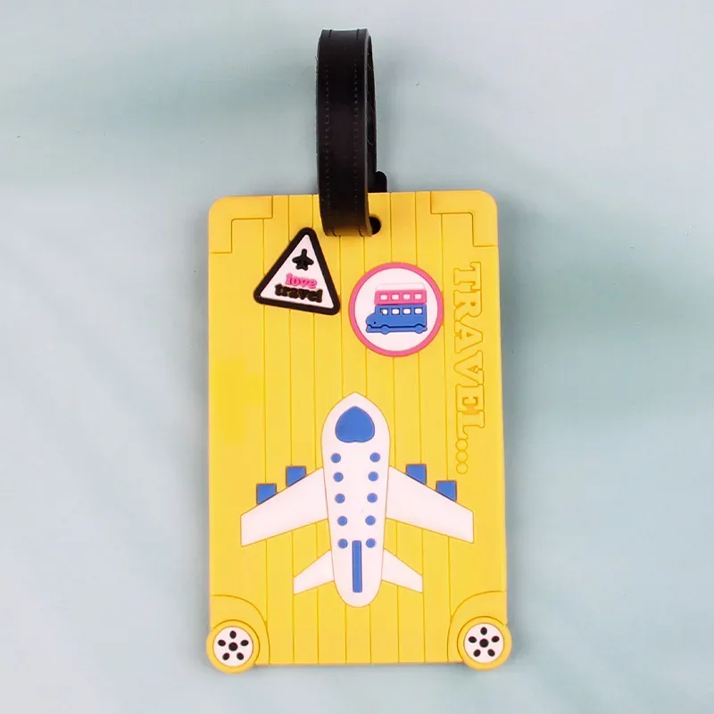 étiquettes de bagage en pvc souple, motif d'avion, étiquette de bagage mignonne, étiquette de valise créative, dessin animé, passe d'embarquement, accessoires de voyage en avion