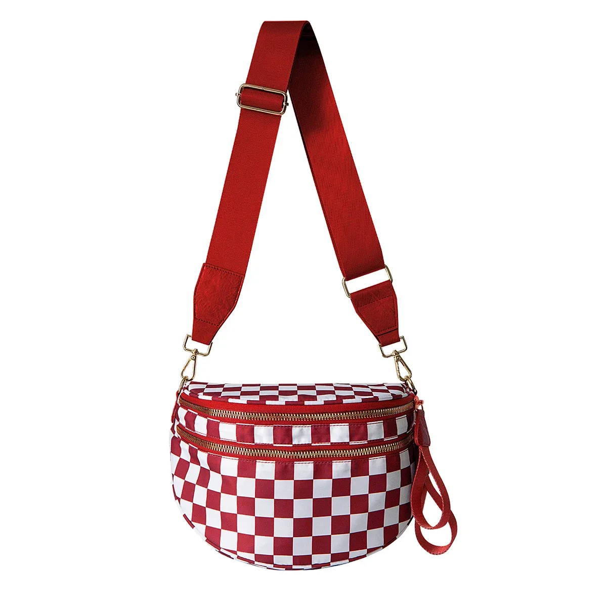 doyogi noir et blanc à carreaux spacieux bum sac sacs à bandoulière pour femmes en nylon essentiels de voyage sac de maman sac à couches pour maman