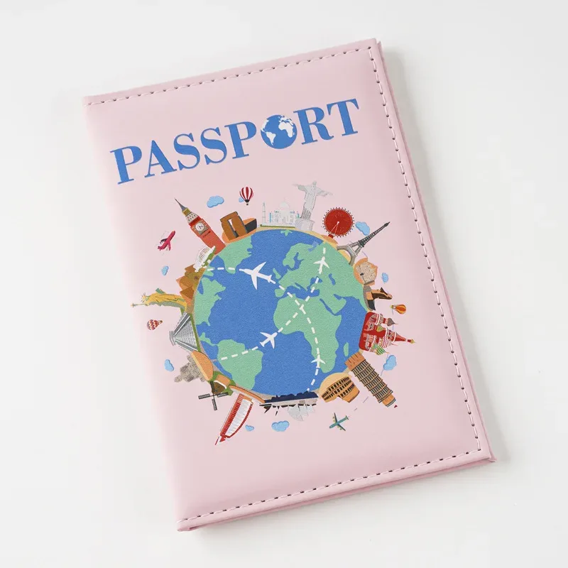 couvertures de passeport pour femmes et hommes, porte-passeport imprimé de dessin animé, clips pour billets de vol, porte-carte de crédit bancaire, organisateur de voyage pour passeport
