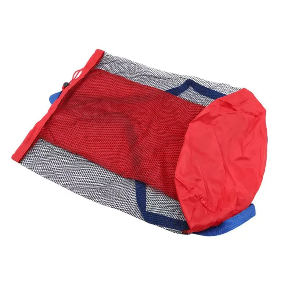 sac de plage en filet avec cordon de serrage, sac à dos pliable, pochette de rangement pour jouets, sac de plage grande capacité avec sangles réglables, sac de natation