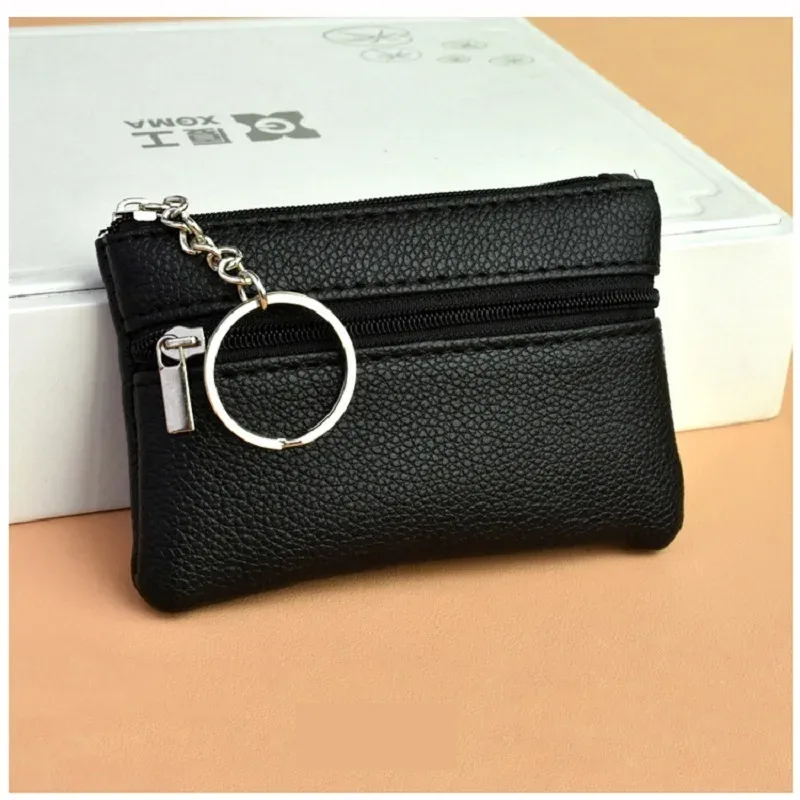mini portefeuille en cuir pu, porte-monnaie, sac à clés, porte-clés de mode, sac de rangement pour cartes de poche, fermeture éclair multifonctionnelle, poudres à monnaie