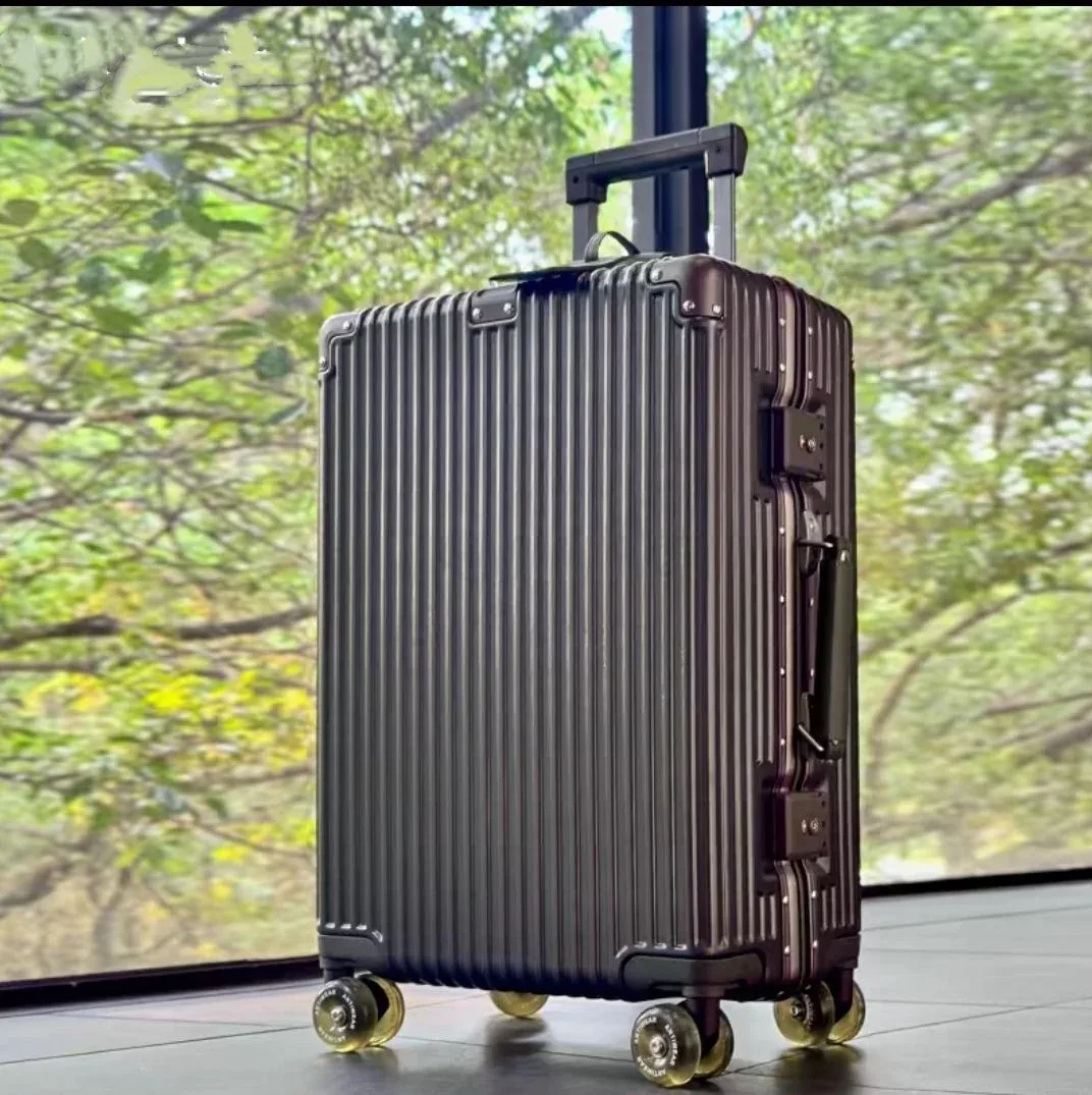 valise à main avec cadre en aluminium, avec roue rotative silencieuse colorée, serrure tsa, boîtier de chariot de voyage, bagages roulants de haute qualité