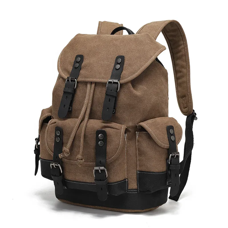 sacs à dos vintage en toile pour hommes, sacs à dos pour ordinateur portable, sacs à dos imperméables, grands sacs à dos de randonnée en toile cirée, sacs à dos de voyage vintage