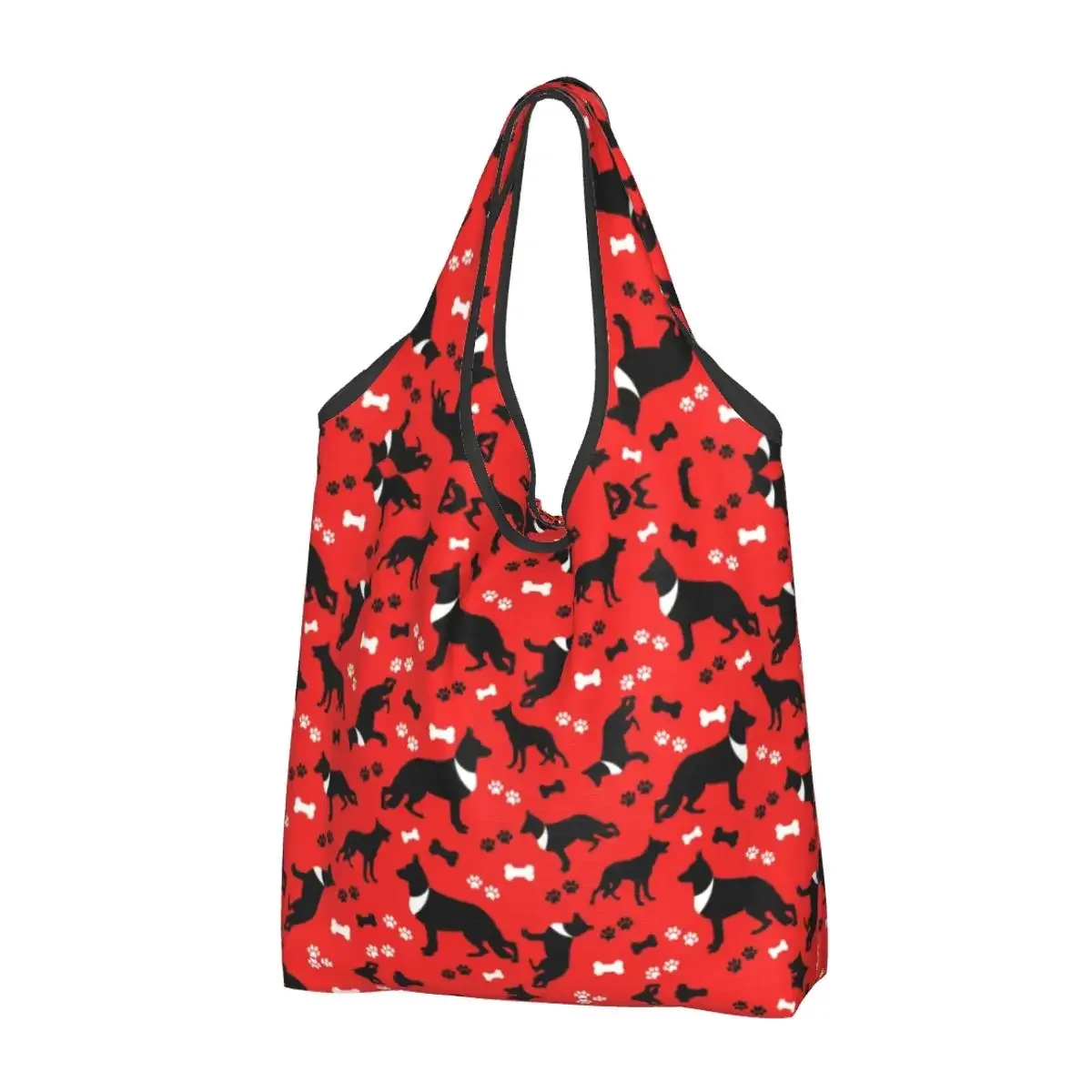 sac fourre-tout réutilisable pour femmes, sacs de courses d'épicerie portables, troupeau de contribuables allemands, sac à provisions pour amoureux des chiens, loup alsacien