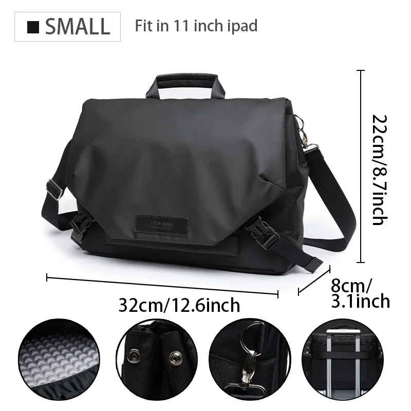 mate elan – sac messager étanche pour hommes d'affaires, étui multifonctionnel pour ordinateur portable, sac à bandoulière décontracté de grande capacité pour hommes