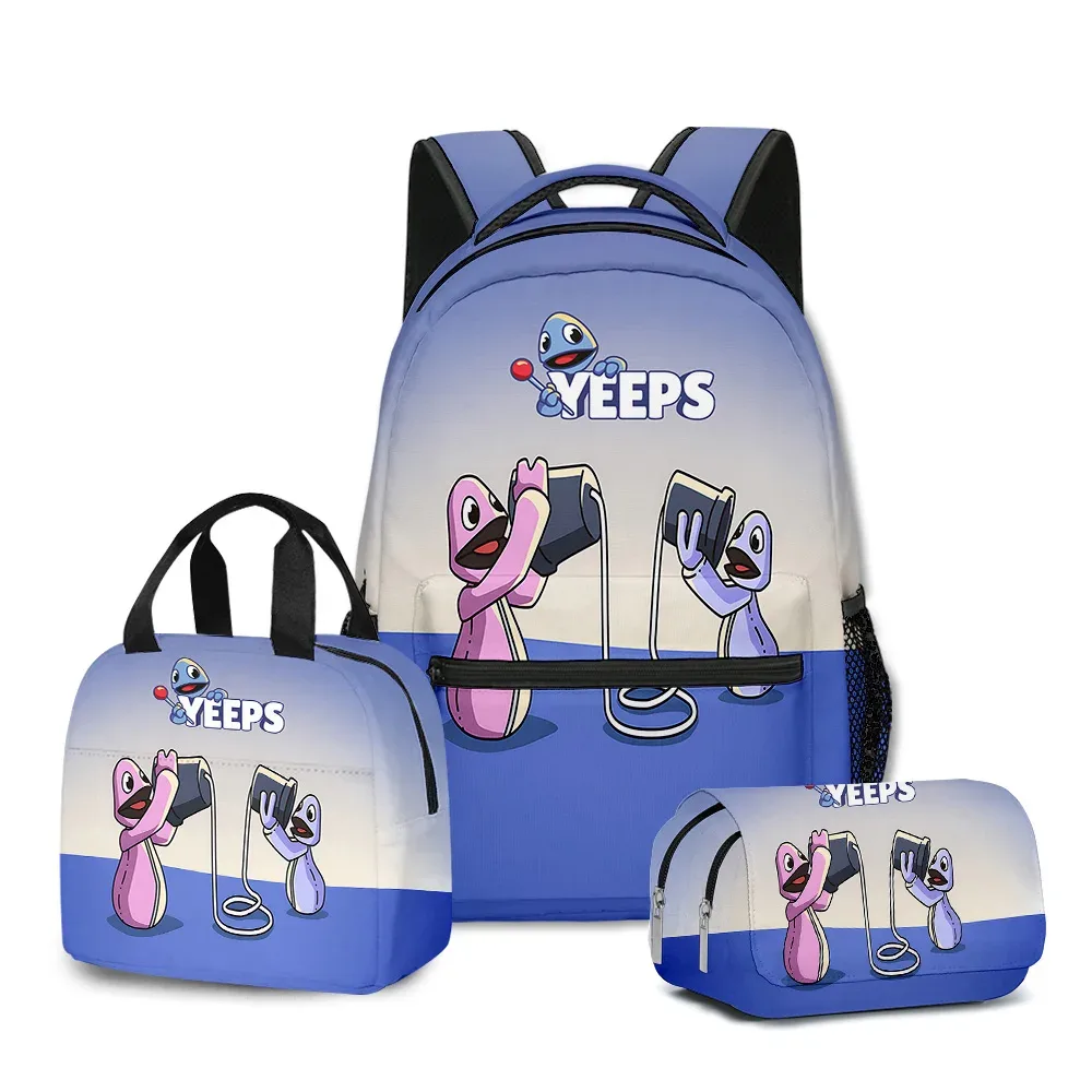 chimyouthful yeeps hide and seek 3d print sacs d'école pour étudiants, sac à dos pour ordinateur portable, sac à lunch portable, étui à crayons, 3 pièces par ensemble
