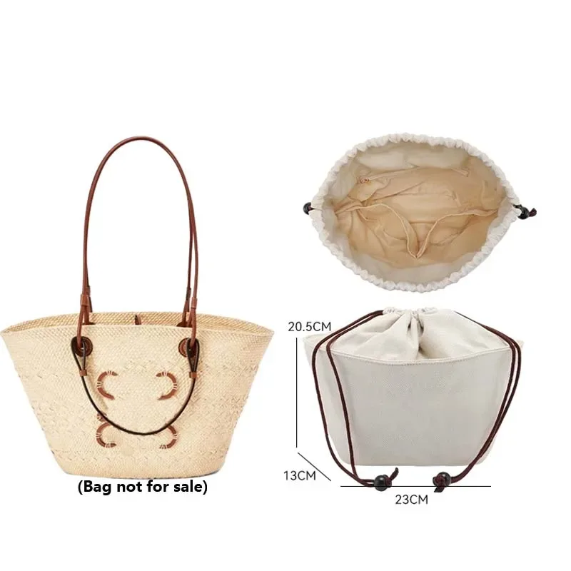 insert organisateur de sac à cordon pour panier d'anagramme, support de sac tissé en paille, doublure intérieure, accessoires de sac