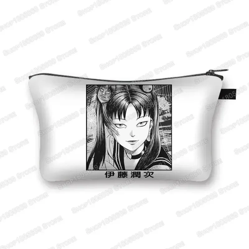 trousse à cosmétiques imprimée manga d'horreur tomie spiralized pour femmes, trousse de maquillage, rouge à lèvres, trousse de toilette, mini sac à main pour filles, trousse à cosmétiques