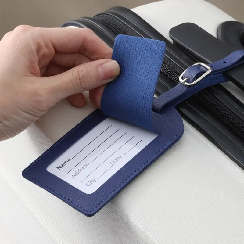 étiquettes de bagage en cuir pu pour femmes et hommes, accessoires de voyage, porte-nom et adresse pour valise, étiquettes d'embarquement portables