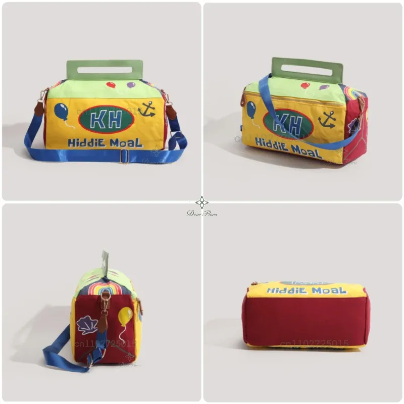 y2k – sac à bandoulière de dessin animé, fourre-tout amusant sous les bras, mignon, messager en toile à fermeture éclair, sac de voyage kawaii, sac de rangement