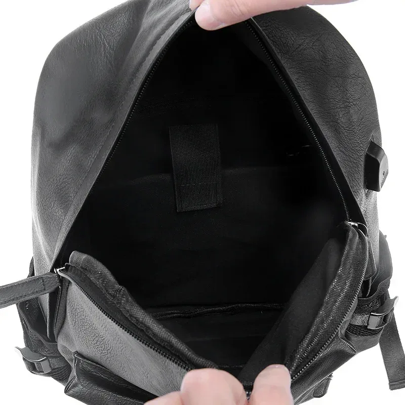 sac à dos de luxe en cuir pu pour hommes, grande capacité, sacoche pour ordinateur portable de 14 pouces, sacs de voyage usb, cartable d'étudiant