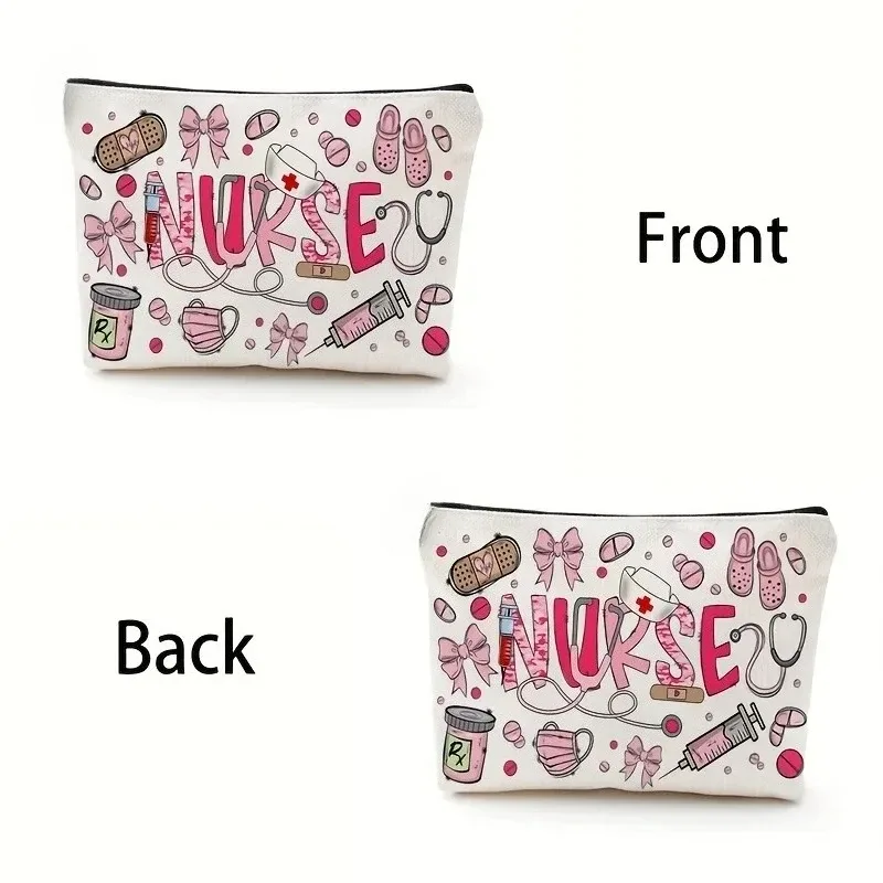 Un sac de maquillage sur le thème de l'infirmière – Jolie pochette multifonctionnelle à fermeture éclair, sac de rangement de bijoux, petit sac de rangement parfait à fermeture éclair pour voyage.