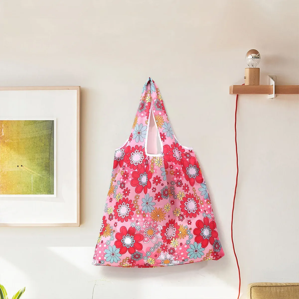sacs fourre-tout d'épicerie, sac pliable de grande capacité imprimé floral léopard pour environnement de shopping, sac de rangement d'épicerie, utilisation de recyclage