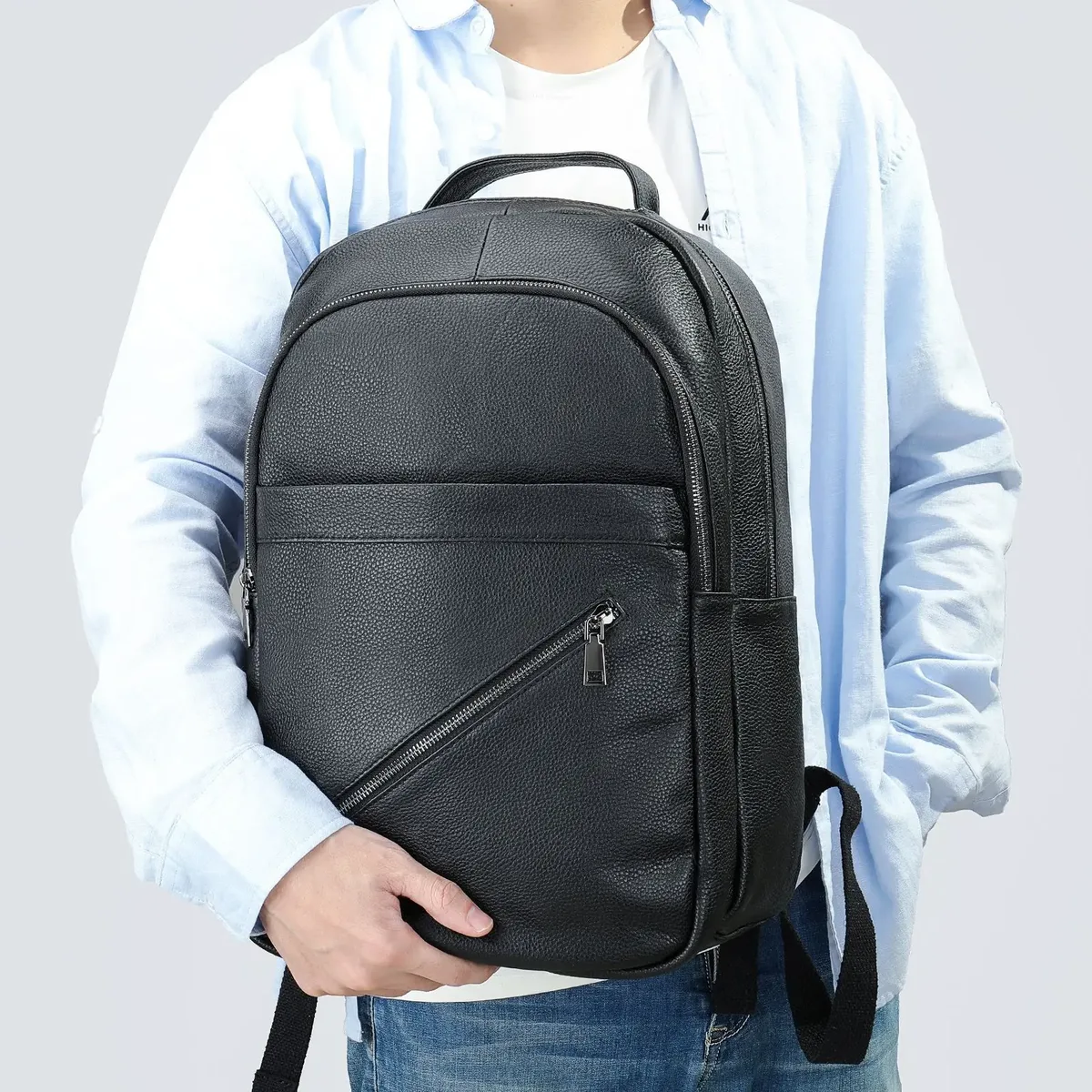 sac à dos décontracté en cuir de vachette pour homme, grande capacité, véritable, extérieur, moto, nouveau