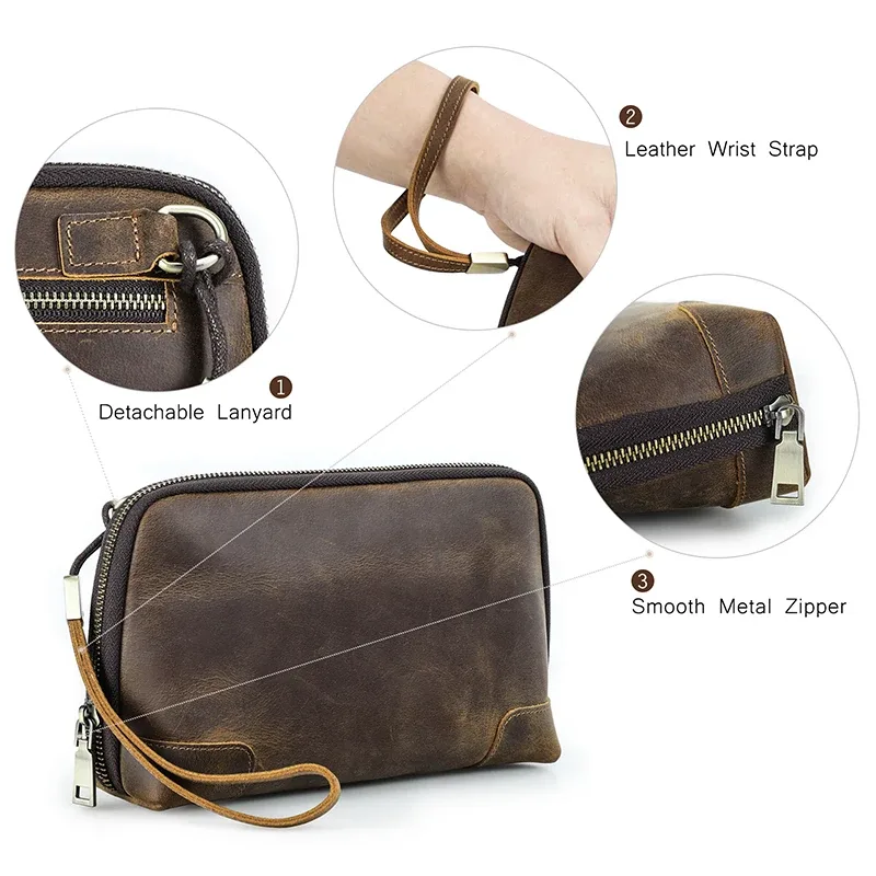 contact's hommes pochette de voyage en cuir véritable pochette portefeuille sac à main sac à main décontracté charge câble organisateur sac de rangement