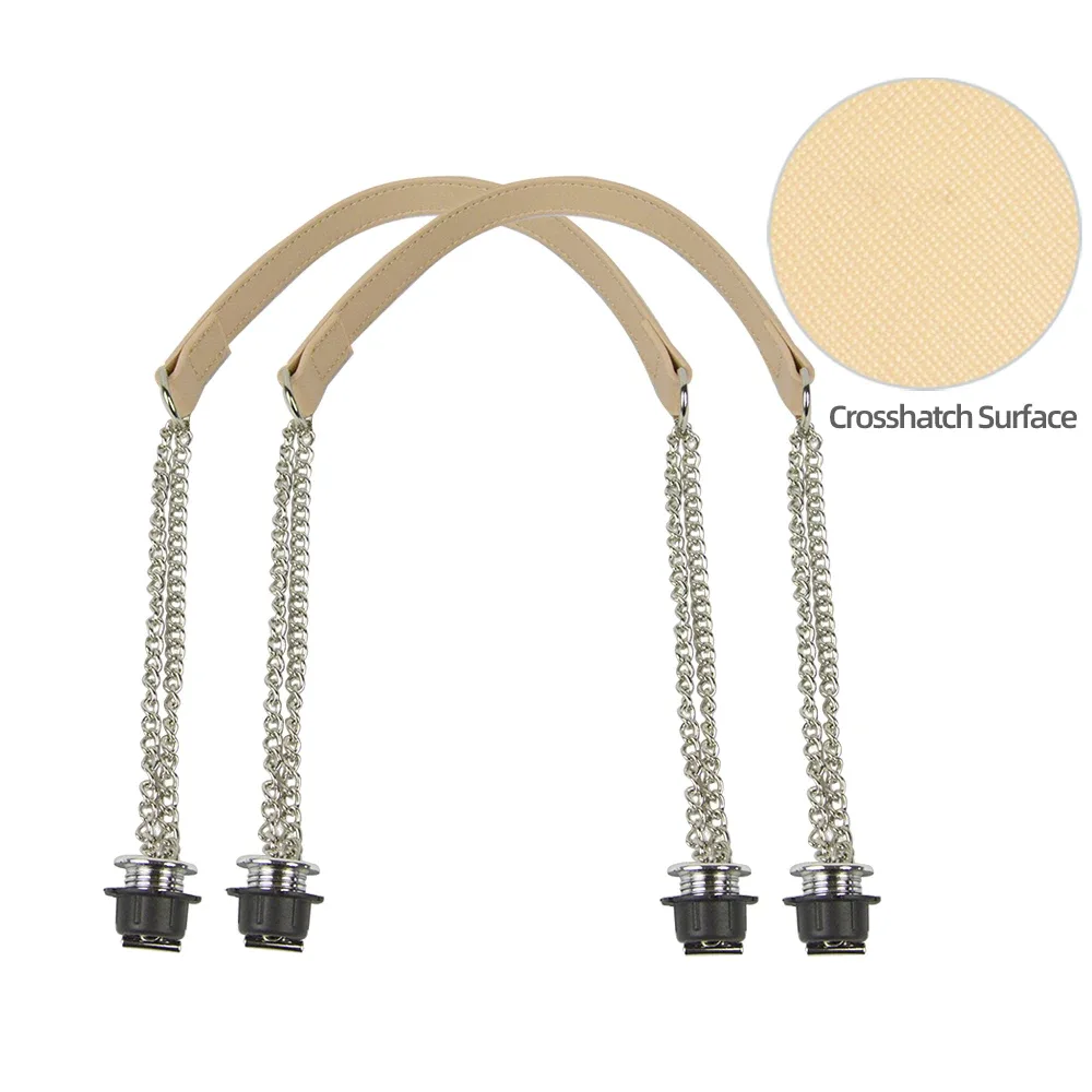 nouvelle paire de chaînes doubles longues argentées obag avec vis à placage métallique pour poignée obag, sac à main pour femme, sac à bandoulière