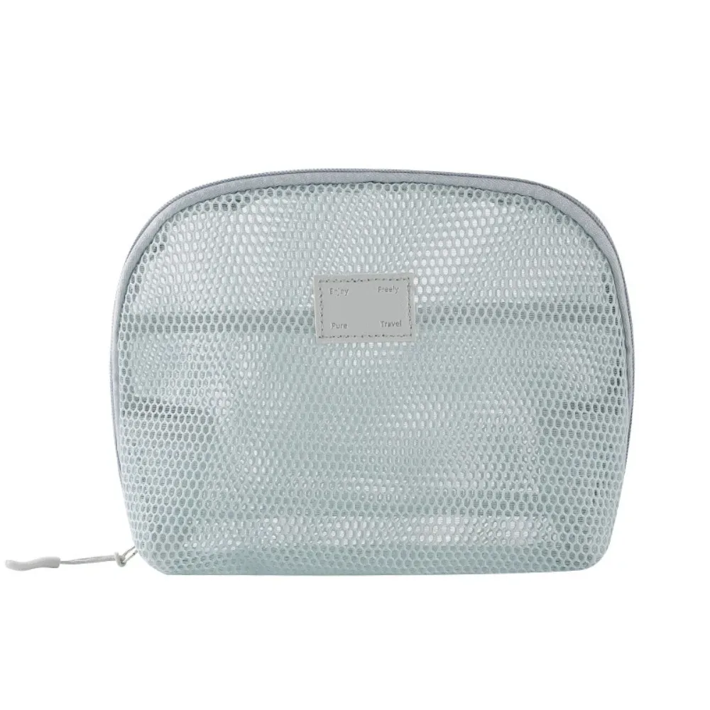 sac à cosmétiques décontracté en nylon, pochette de rangement à fermeture éclair, sacs de maquillage multi-usages en maille pour voyage