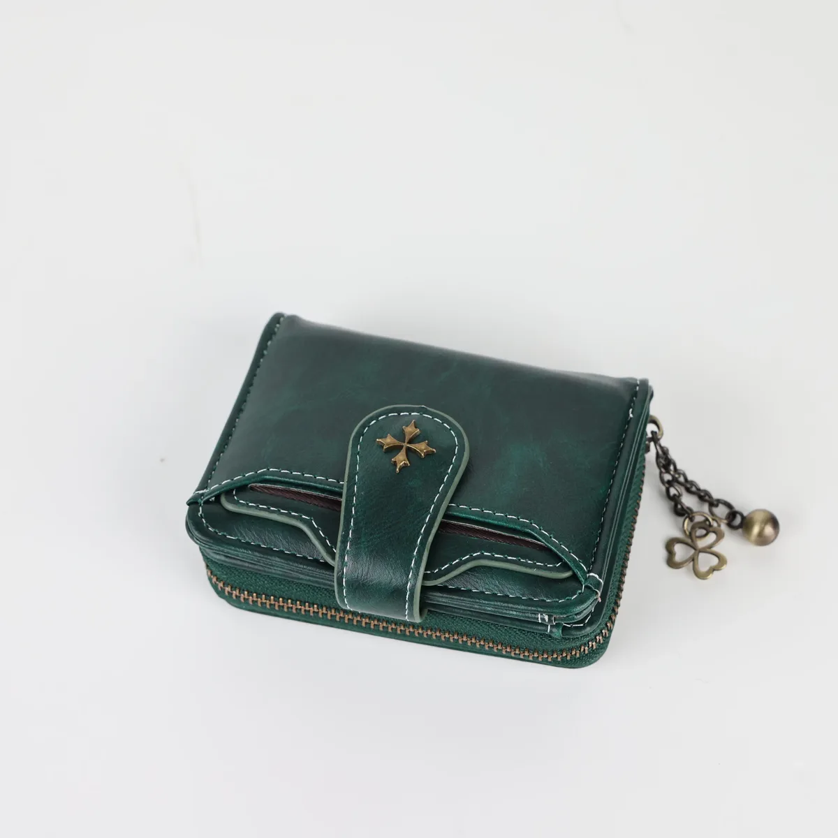 portefeuille court à boucle pour femme, mode européenne et américaine, fermeture éclair, pièce de monnaie, hectare