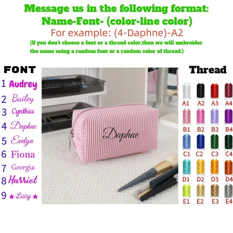 【produits personnalisés】 organisateur de bagages brodé sur mesure, trousse de maquillage brodée personnalisée - trousse de rangement cosmétique avec bande nominative brodée personnalisée, trousse de maquillage avec bande nominative brodée personnalisable, trousse de toilette grande capacité en tissu seersucker, trousse de rangement portable pour produits de soin de la peau pour les voyages, organisateur de pinceaux de maquillage couleur macaron, trousse à crayons multifonctionnelle pour étudiants, broderie personnalisée du nom diy pour les amies, plusieurs couleurs disponibles