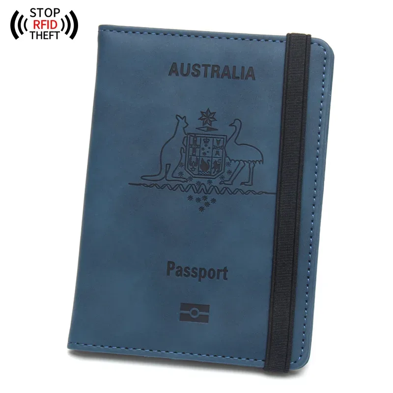 couverture de passeport australienne pour hommes et femmes, portefeuille de voyage rfid, étui pour cartes, organisateur de documents