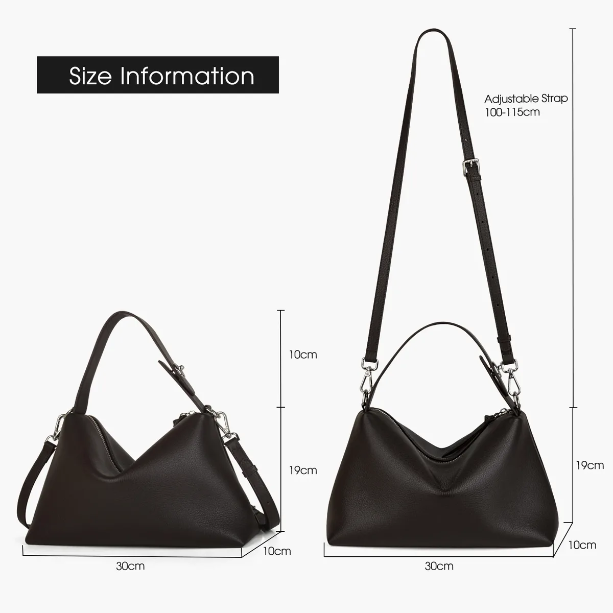donna-in – sac à main demi-lune en cuir de vache véritable pour femmes, sac à bandoulière hobo en cuir de vache naturel pleine fleur, pour les affaires quotidiennes