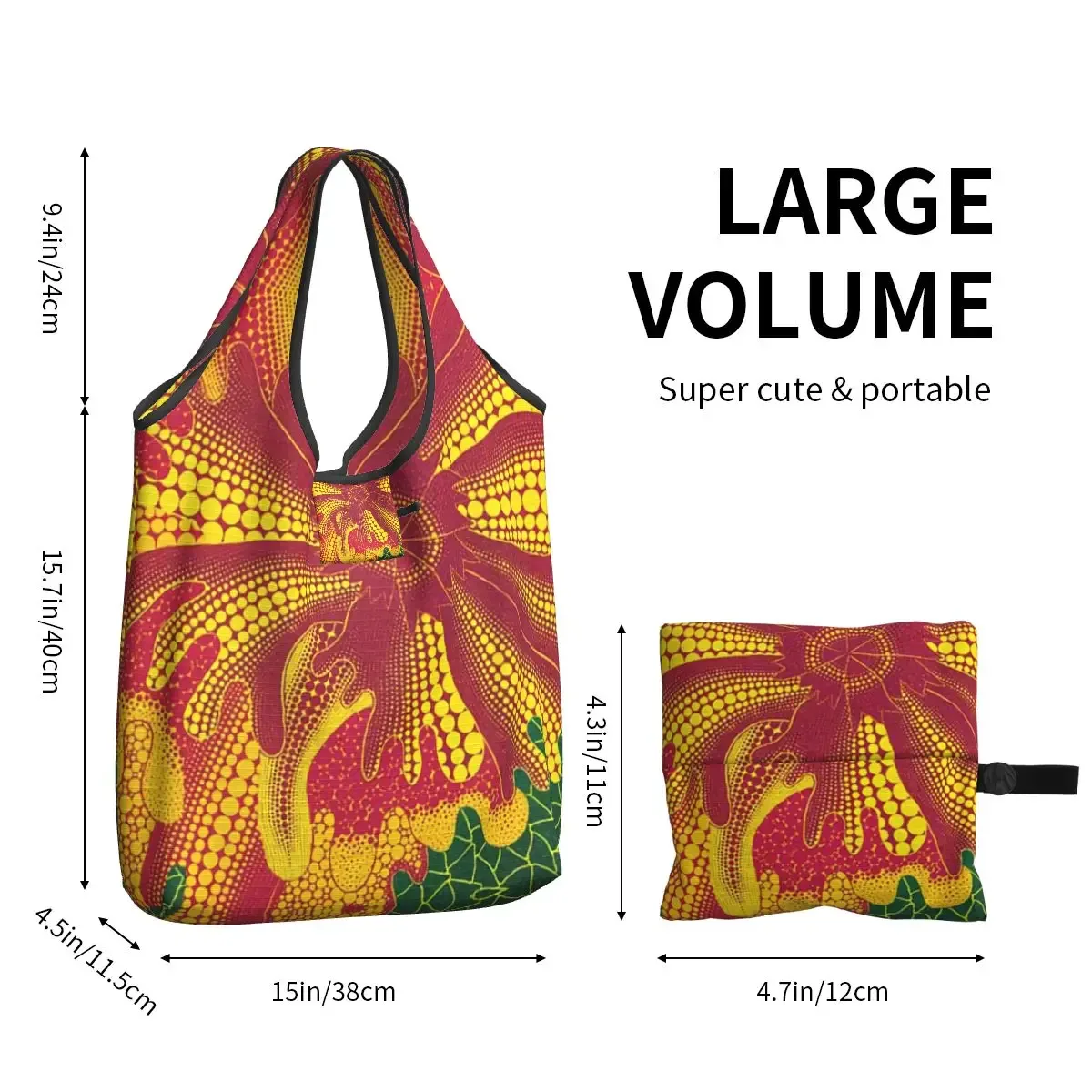 yayoi kusama-sac fourre-tout d'épicerie pour femme, sac à provisions, sacs à provisions, sac à main de grande capacité, initié à l'esthétique mignonne