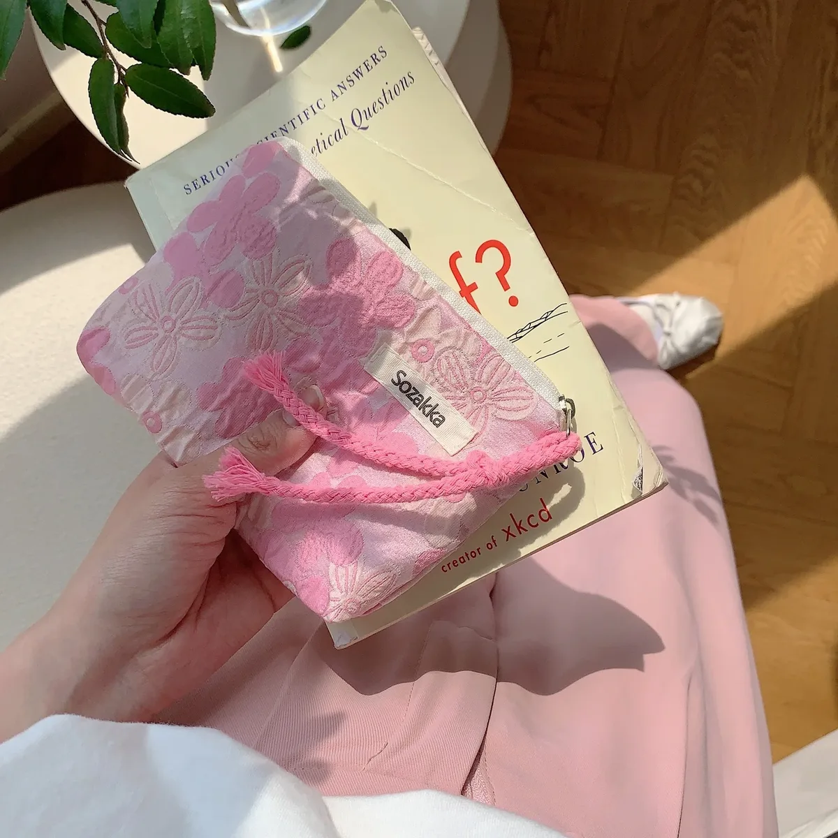 kawaii – porte-monnaie de voyage à fleurs, petit sac de rangement pour cosmétiques, rouge à lèvres, sacs à main de maquillage mignons pour femmes, portefeuille, pochette de rangement, sacs pour cartes