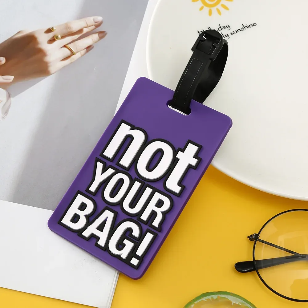 étiquettes de bagage en silicone portable, étiquette de valise, style dessin animé, lettre créative, accessoires de voyage mignons, pas votre sac, mode