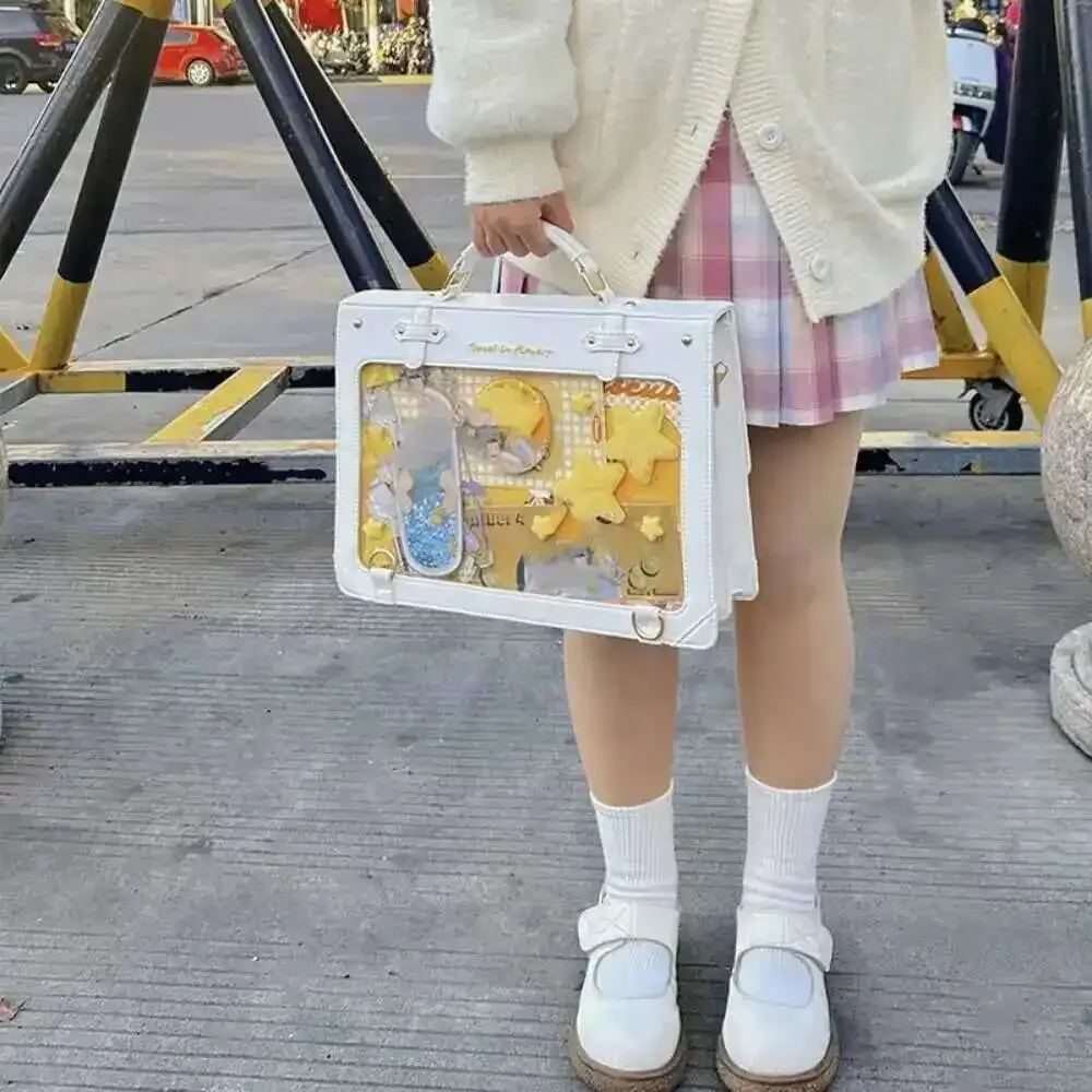 y2k style preppy grande capacité ita sac à dos lolita fille transparent mode bricolage affichage sac à bandoulière sac à bandoulière mignon sac à main