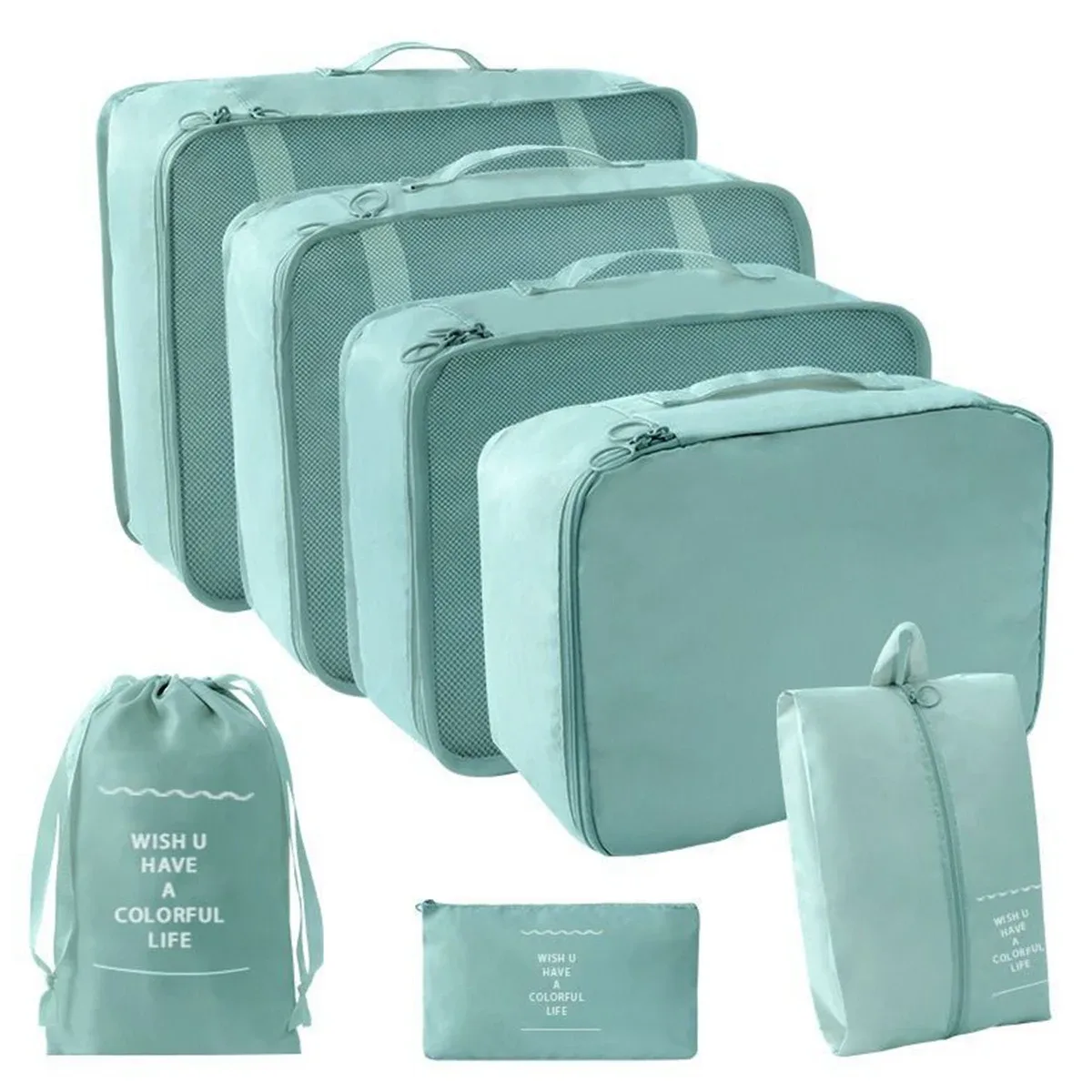 organisateur voyage sacs rangement polyester beige noir chaussures vêtements cube pliant accents double glissières transport usage