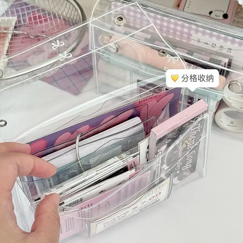 sac de maquillage transparent en pvc à 4 couches, organiseur de toilette de voyage et trousse à crayons multi-usages pour étudiants