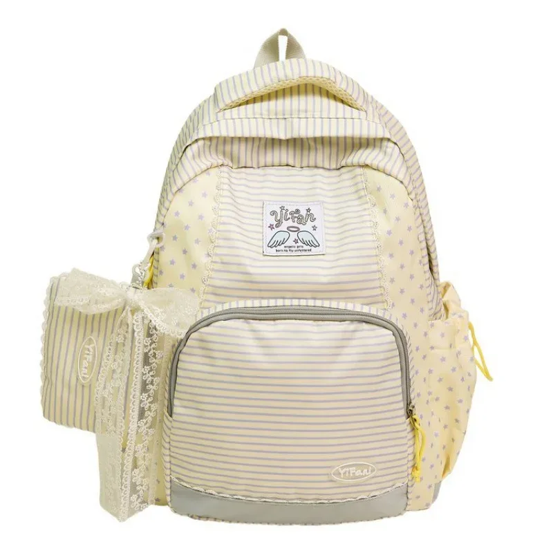 sac à dos d'étudiant stripe star, grande capacité, sacs à dos tendance, portables et légers, mochilas mujer, bolsas feminina