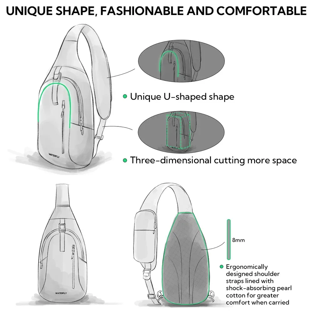 erüerfly-sac à dos à bandoulière pour hommes et femmes, sac à bandoulière de voyage, sac de poitrine, sac à dos de randonnée, mode initiée