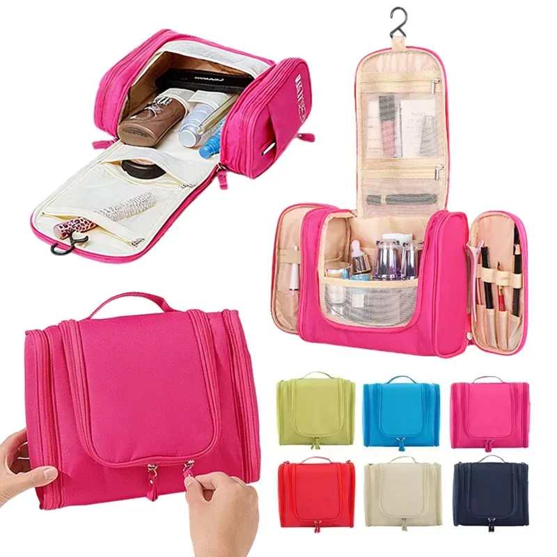 sac de toilette multifonctionnel suspendu, organiseur de cosmétiques portable et imperméable pour les voyages et la salle de bain