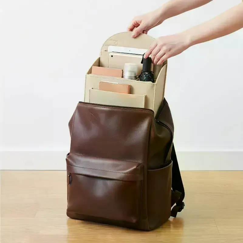 organisateur de sac à dos portable en feutre, petite trousse de toilette multi-poches, doublure intérieure souple pour le rangement de maquillage en voyage