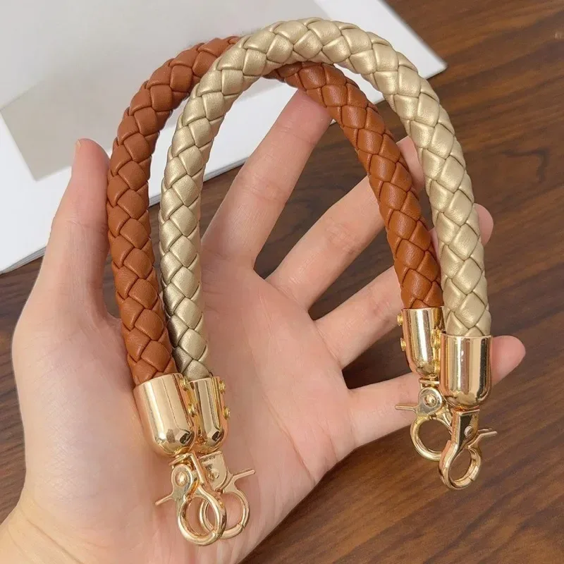 2/1 pièces 30cm en cuir pu tressé sac à bandoulière sangle sac poignées courtes bricolage remplacement sac à main poignée pour sac à main ceinture accessoires